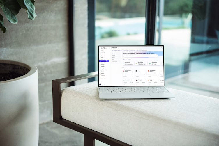 Cova Marketplace on a laptop